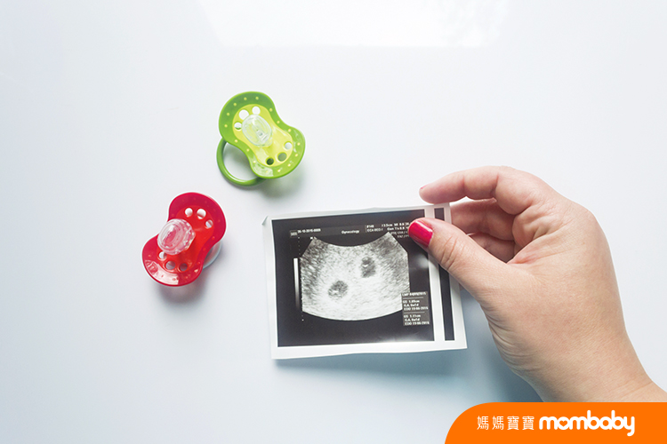 Twin,Pregnancy.,Two,Soothers,an,Ultrasound,Picture,Of,Two,Babies,And